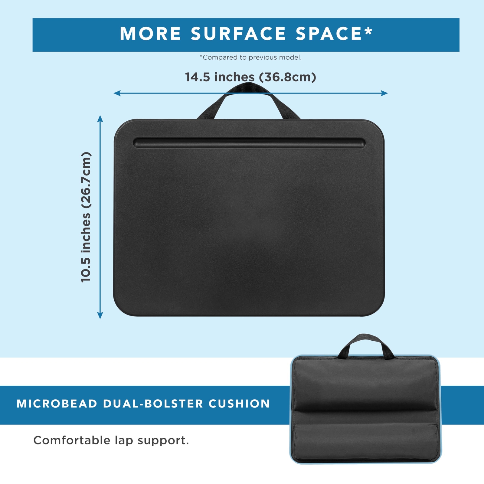 LAPGEAR Compact Lap Desk - Black - Fits up to 15 Inch Laptops - Style No. 43108