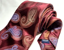 Altea Milano Handmade ITALY 100% Silk Tie Paisley Dark Maroon Gold Luxury