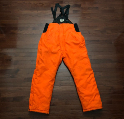 VINTAGE INSULATED HUNTING BIB MENS LARGE BLAZE ORANGE WOODFIELD APPAREL HUNTER L