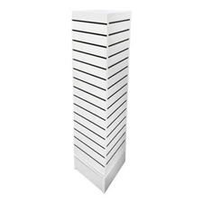 12 Inch x 12 Inch x 54 Inch White Revolving Slatwall 4 Sided Rotating Display 