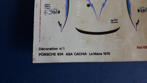 Solido 1/43 Scale Porsche 934 #61 Le Mans 1976 Ref.68K Vintage 70's Decal Sheet - Picture 2 of 6