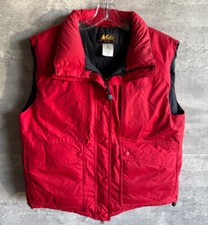 Vintage 1990s REI Red Nylon Goose Down Full Zip Puffer Vest Size M