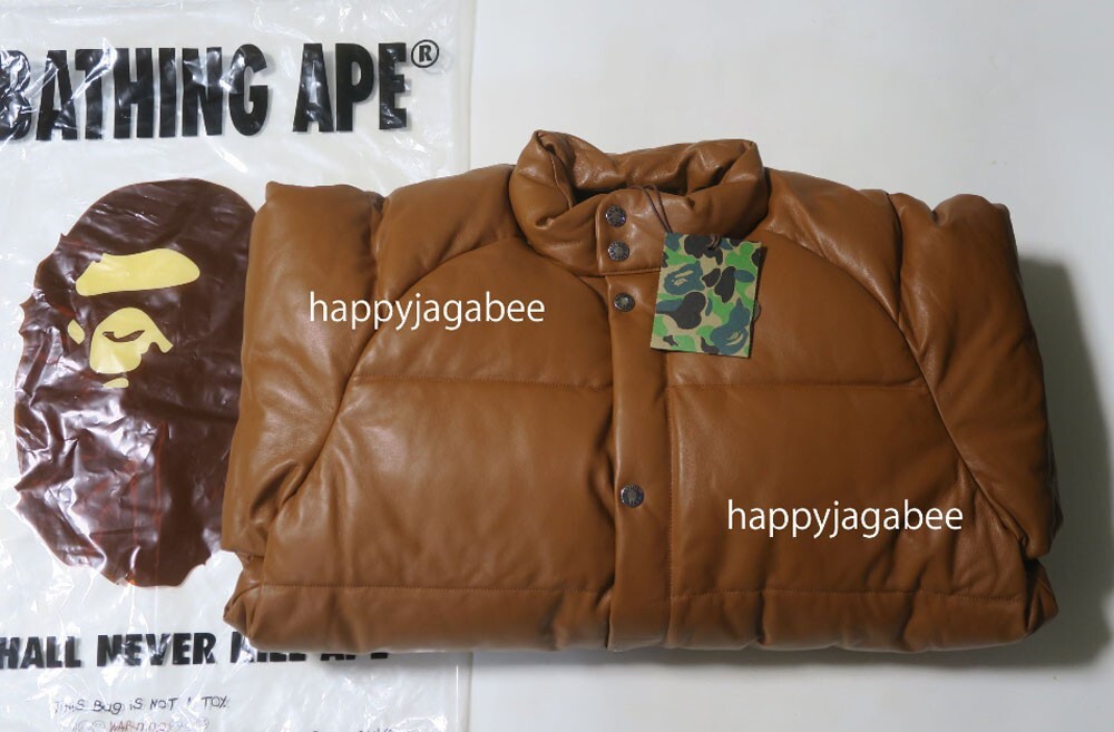 A BATHING APE Men's LEATHER CLASSIC DOWN JACKET 1K80144004 A BATHING APE Men's LEATHER CLASSIC DOWN JACKET 1K80144004