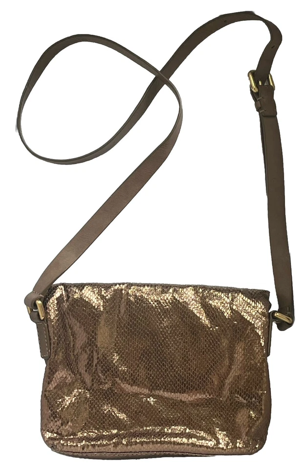 Marc By Marc Jacobs Gold Texture Snakeskin Cross Body Purse Small - Image 3 of 4