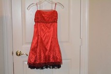 girls youth small red and black polka dot and black lace dress/dance costume