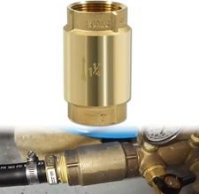 Universal 1-1/4" No-Lead Brass In-Line Check Valve, Prevent Backflow, Female NPT