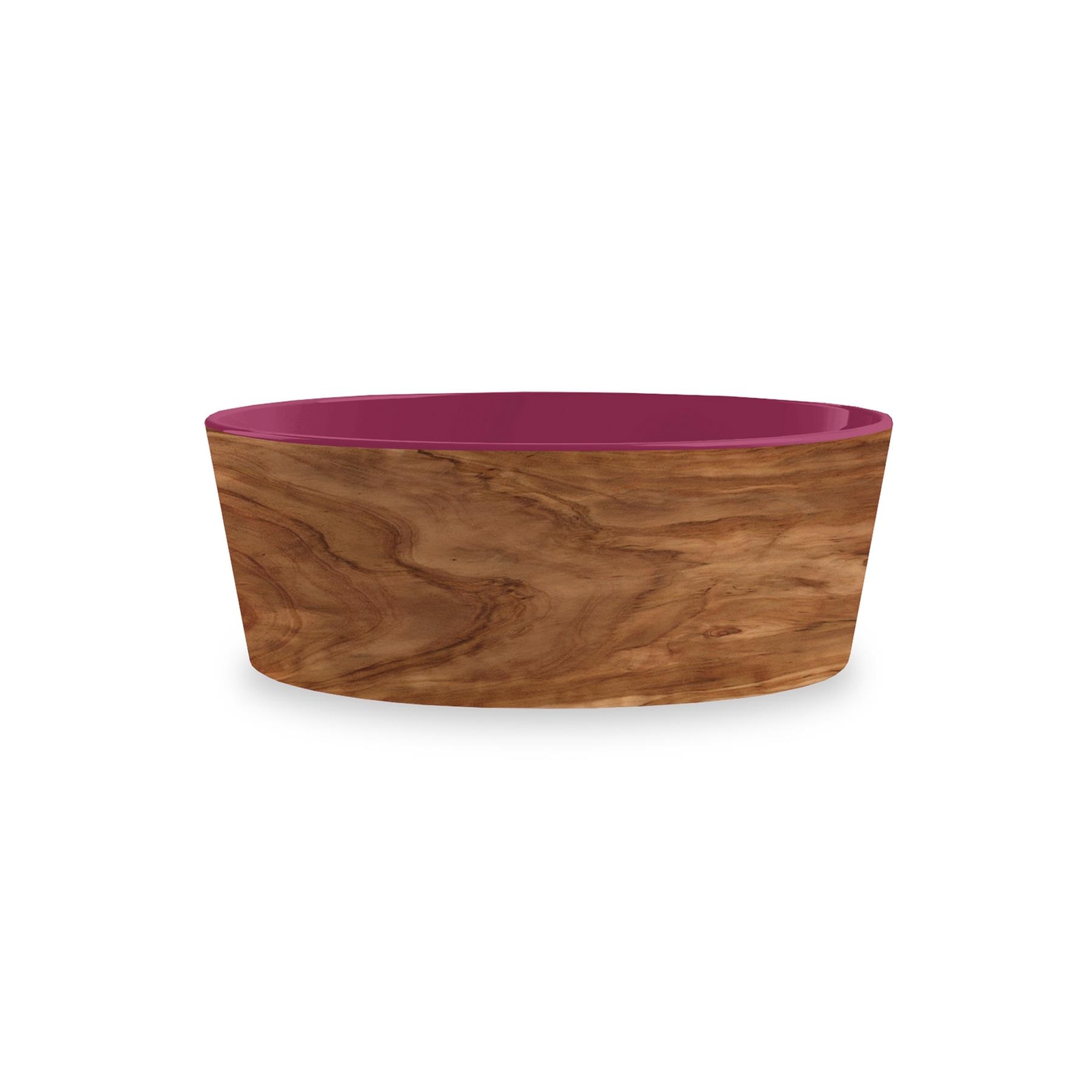 Olive Wood Effect Melamine/Plastic Pet Food Bowl - Magenta - Medium