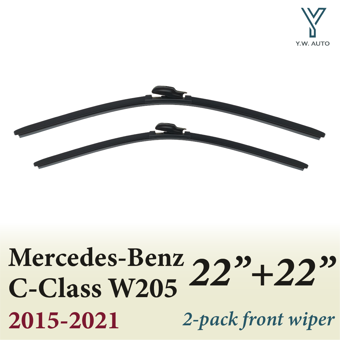 For MercedesBenz CClass W205 20152021 Front Wiper Blades 22"+22" 1