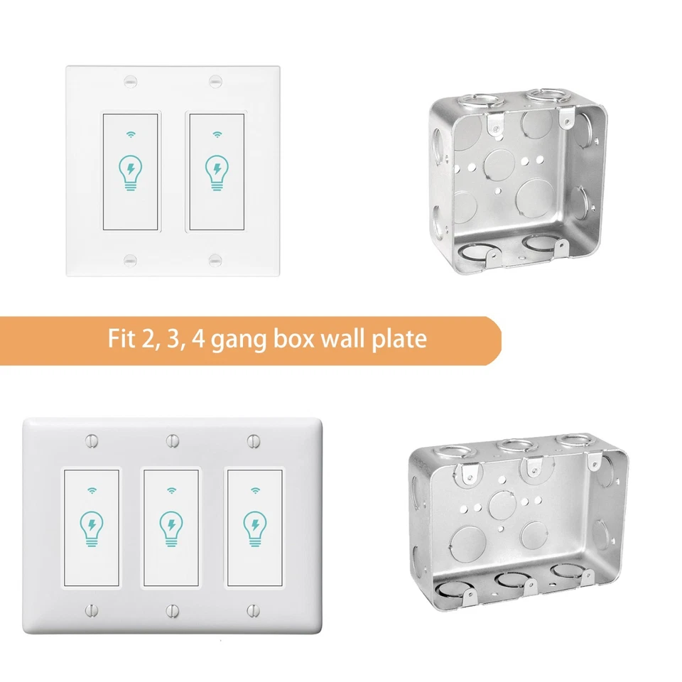 Smart Switch WIFI Light Wall Works with Alexa Google Home smart life 4pack - Image 3 of 4