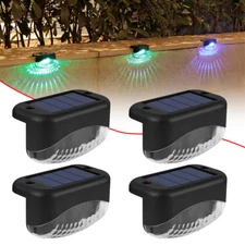 4Pcs Solar LED Stairs Lights Outdoor Waterproof  Steps RGB Deck Light for Fence