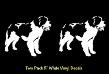 Saint Bernard Two Pack White Vinyl Decals Car Truck Window Laptop Tablet