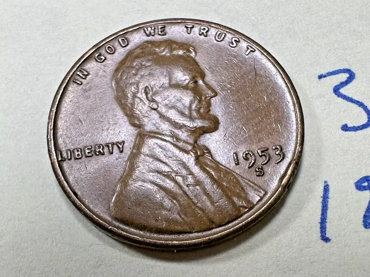 1953 S Lincoln Wheat Cent US Coin One 1c, San Francisco 3929N