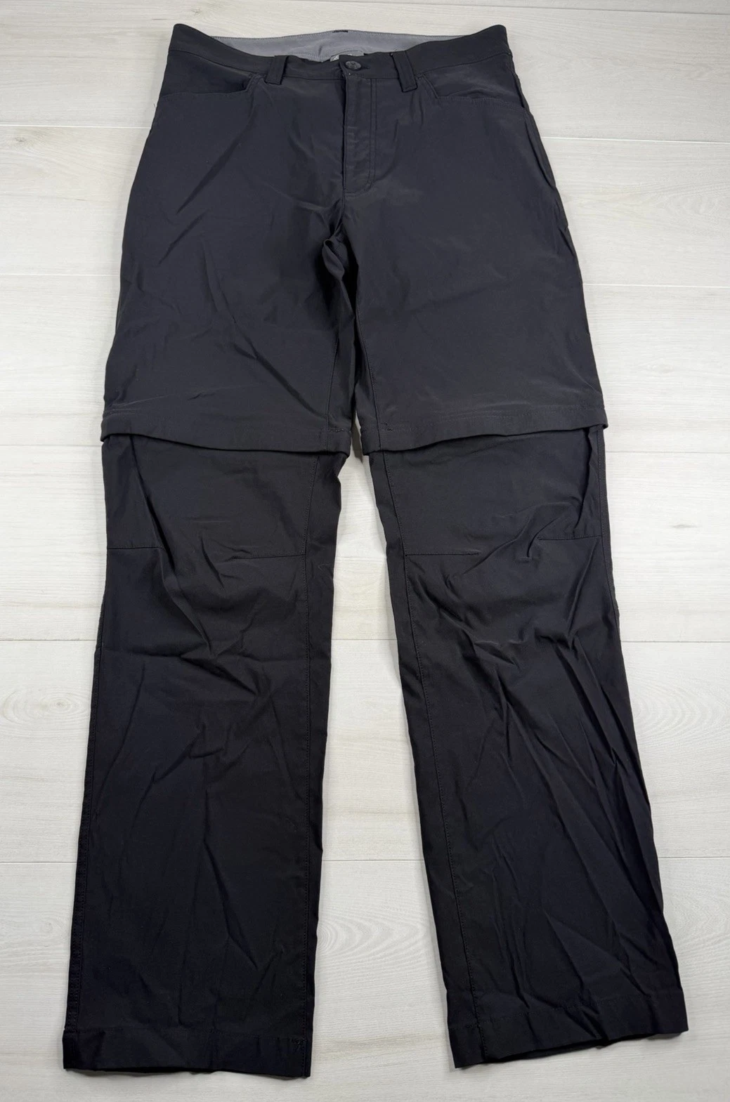 Eddie Bauer Convertible Tech Pants Black Outdoor Hiking Stretch Trail Mens 30x32