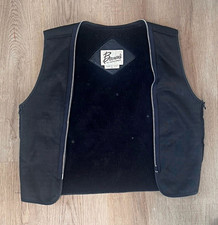 Bermans Men's Black Leather Vest Lined Collarless Size 36 Chest Missing zipper