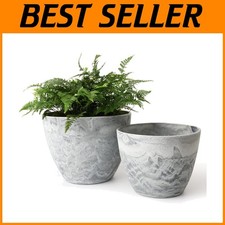 Indoor Outdoor Plastic Planters - Drainage Holes, Set 2-