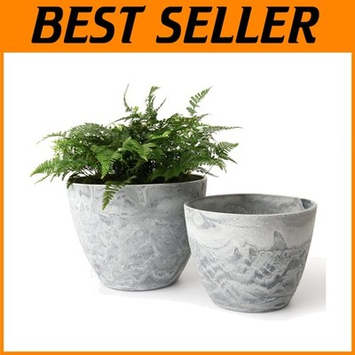Indoor Outdoor Plastic Planters - Drainage Holes, Set 2=*
