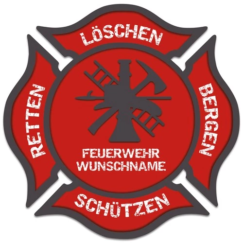 Sticker rescue delete mountains with desired name 30 cm Ø fire brigade sticker film
