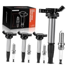Set of 4 Ignition Coil Pack and Iridium Spark Plugs Compatible with Black