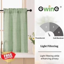 Gwine Kitchen Curtains 24" Sage Green Textured Cafe Curtains