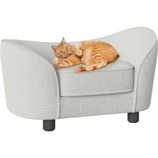 White Washable Dog  Cat Sofa Bed, Sturdy Wood Frame  Supportive Foam Couch Bed