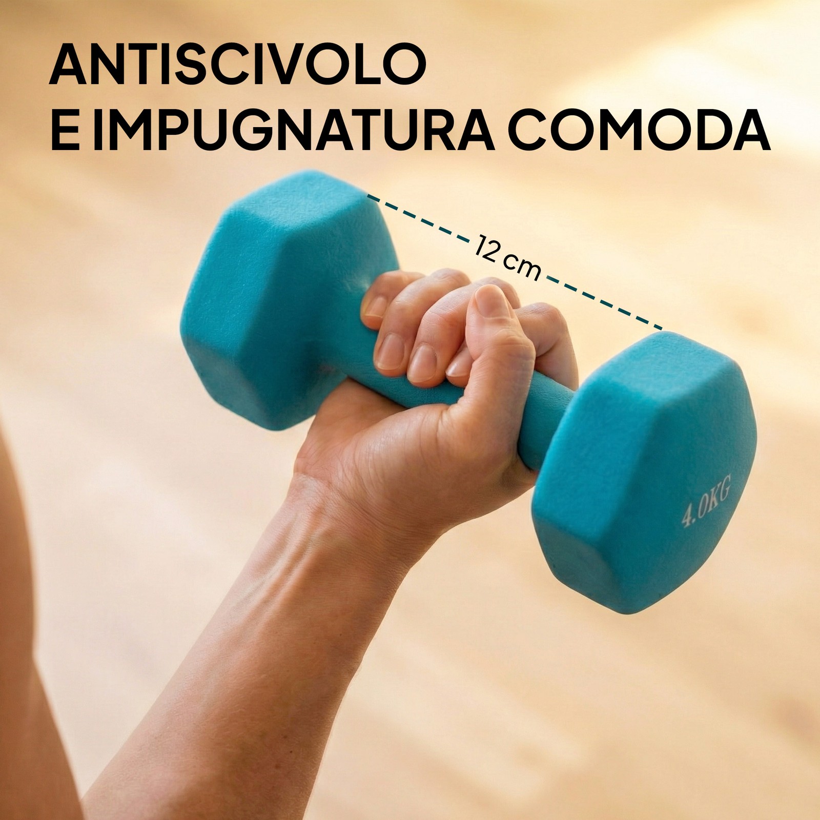 Set 8 Manubri Pesi Esagonali Antiscivolo 20 kg Totali con Supporto in Metallo e foto 5