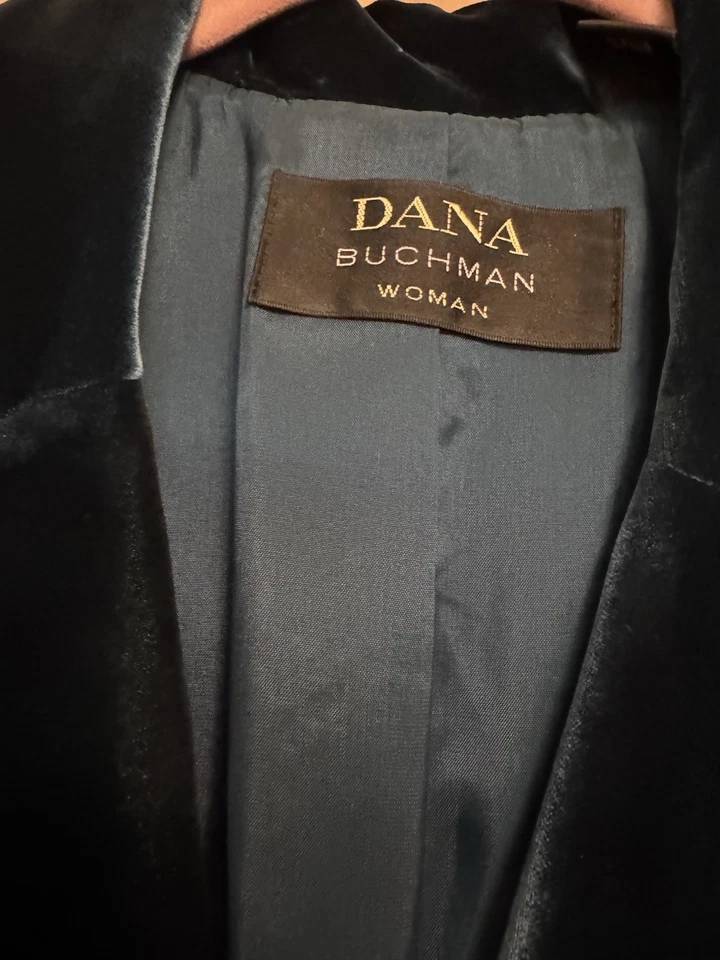 Precioso Blazer Dana Buchman Mujer Terciopelo Talla 16 - Verde azulado oscuro Foto 3 de 4