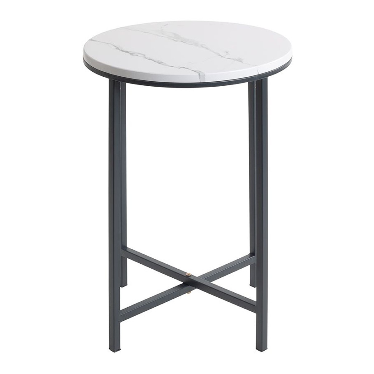 Table d'appoint ronde effet marbre Alba de 53cm au fini noir premium