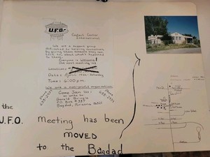 UFO Ephemera: UFOCCI Contactee Support Group Poster Board – Bagdad Arizona