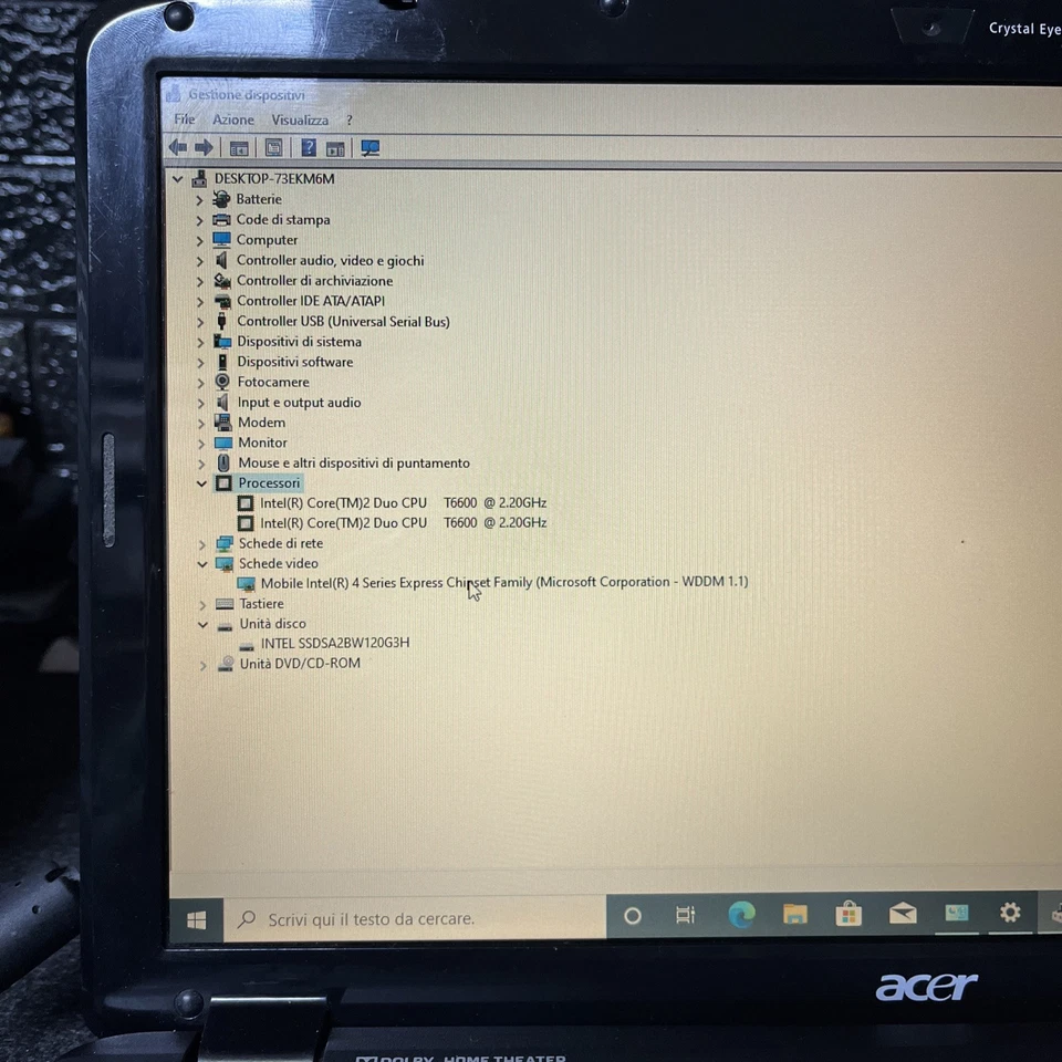 Notebook Acer 15,6p(Intel Core 2 3gb Ram Ssd 120gb, Bluraydisc )Windows 10 Pro - Immagine 2 di 4