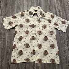 1970s Disco Joel Made Mens Polyester Short Sleeve Shirt - L