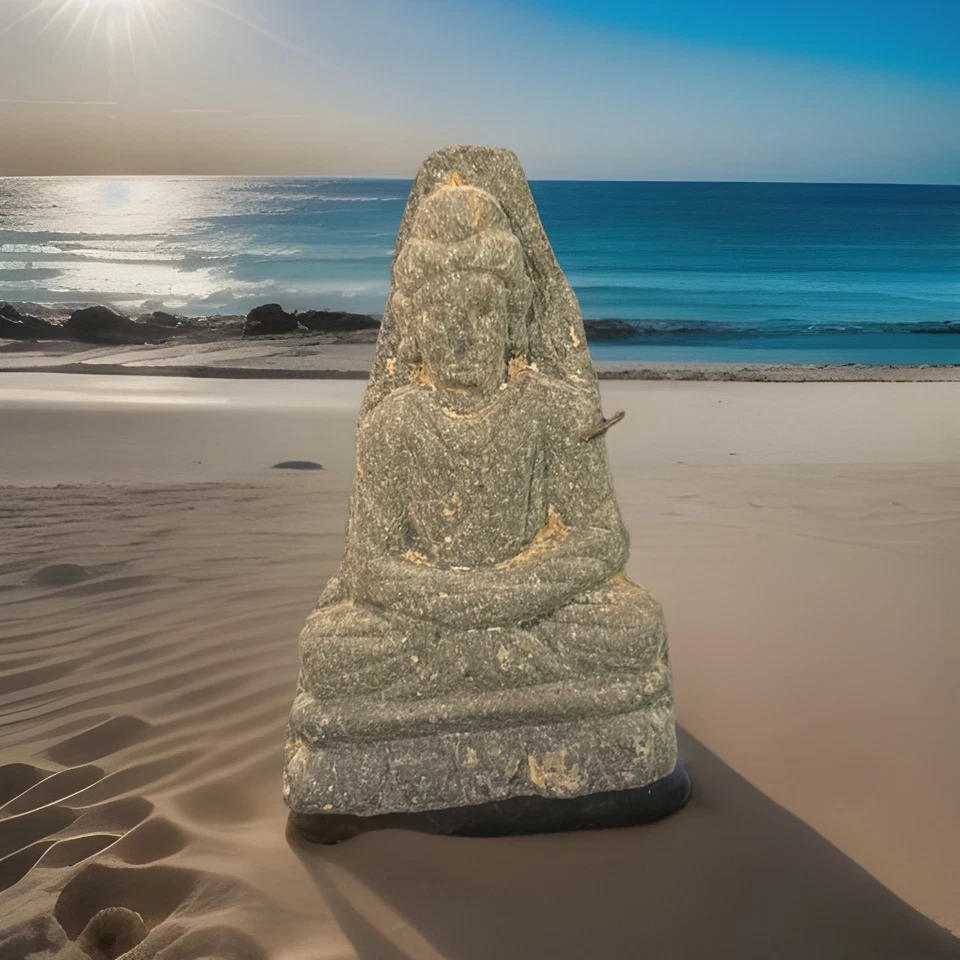 "Antiguo templo budista tibetano de 3"" verde con exhibición" Foto 3 de 3