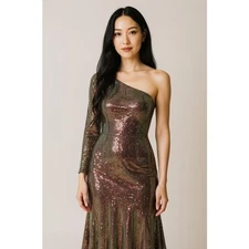 MAC DUGGAL Dress Size 4 Evening Gown Sequin Iridescent NEW One Shoulder