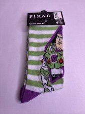 DISNEY TOY STORY BUZZ LIGHTYEAR PIXAR CREW SOCKS NEW FITS SIZE 9-13