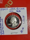 1994 S .90% SilverWashington Quarter Proof Coin 2x2 Protection Beauty,lowmintage