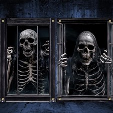 2 Pcs Scary Halloween Window Decorations