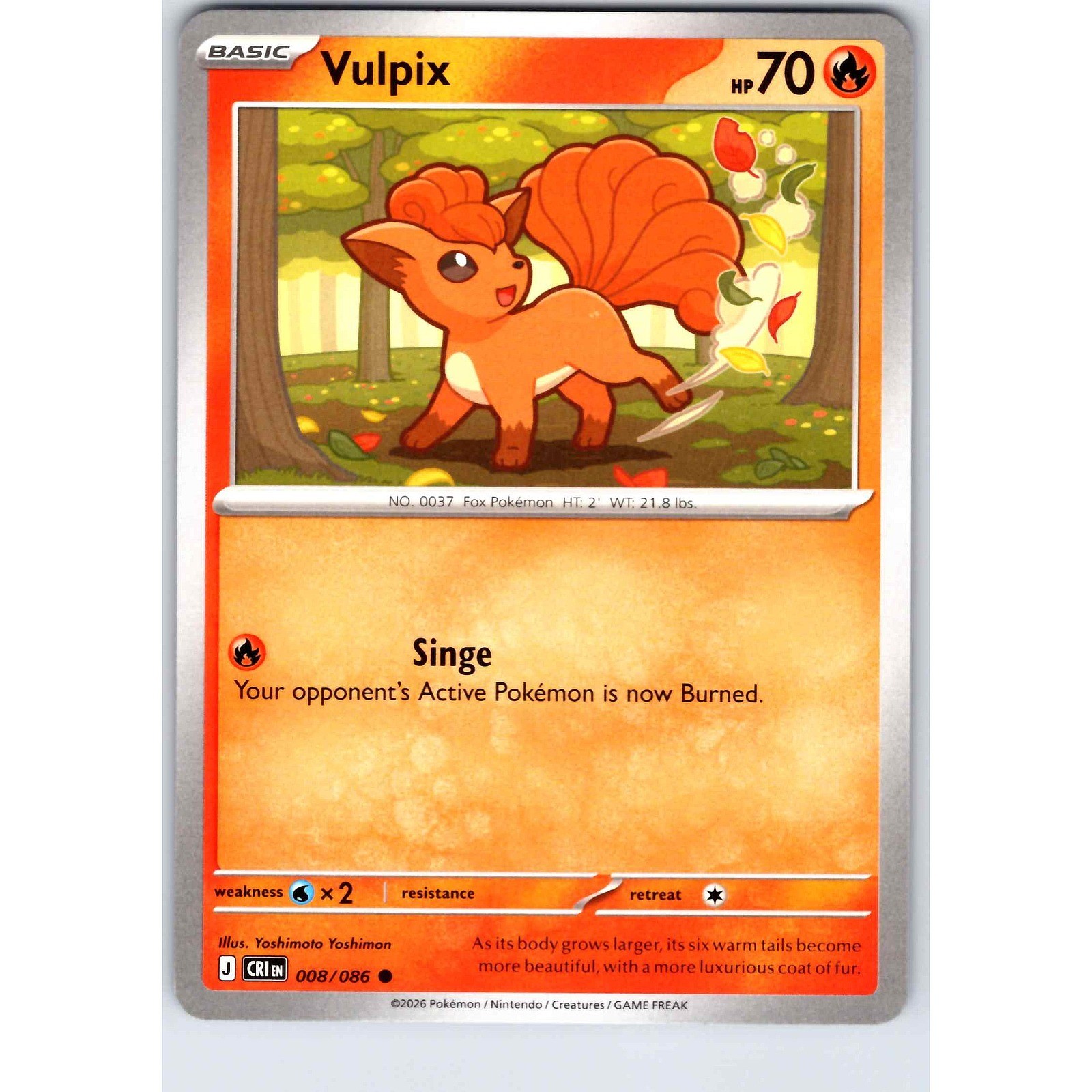 Vulpix 8/86 Chaos Rising Pokemon Card NM TCG singles Near Mint English