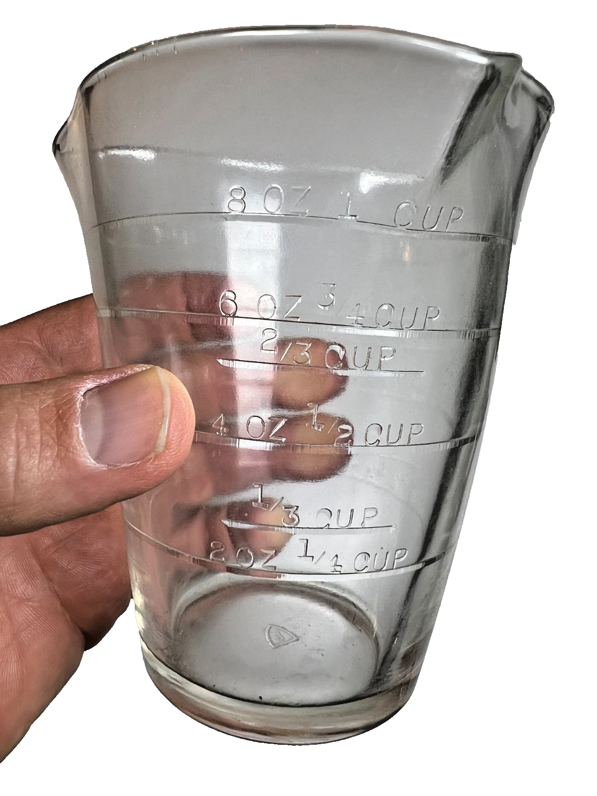 Rare Fire-King FireKing Three Spouted 3 Spout Measuring Cup Shield 1940s Raised