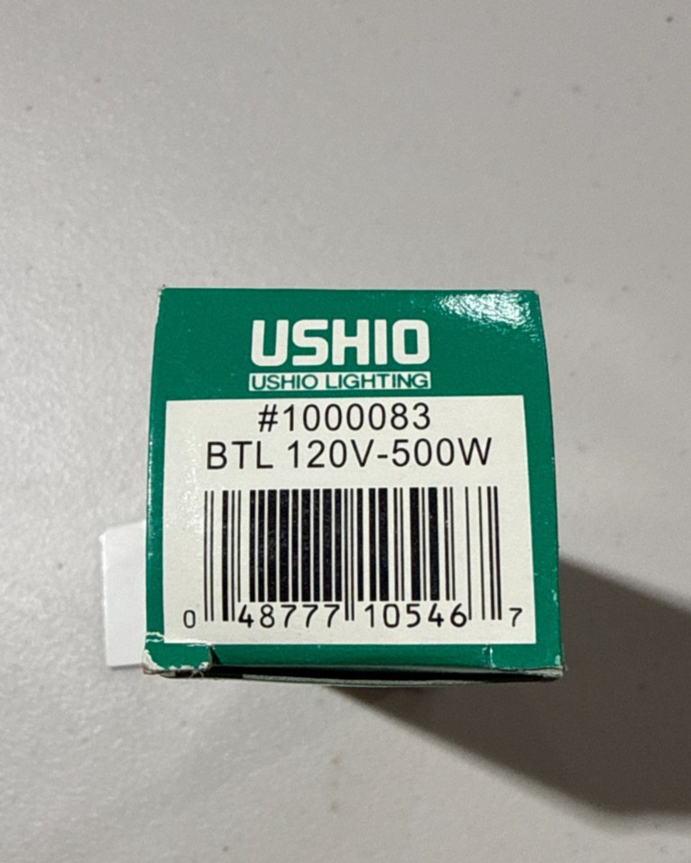 USHIO Lighting Halogen Lamp 1000083 BTL 500W  JCS 120V 3200 K Tungsten Bulb P28S