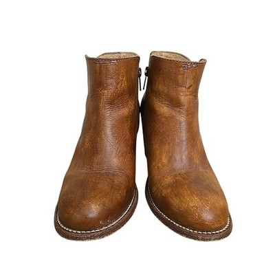 Bed Stu Bench Made Cobbler Booties Womens 7 Leather Ankle Side Zip Boots GC