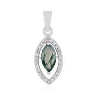 AnhäNger Aus Moosachat Und Rhodium-Silber