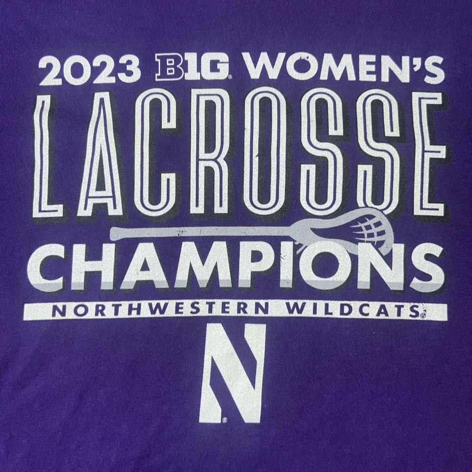 Northwestern University NWU 2023 Women’s Lacrosse Champs Womens Shirt Medium Vtg - Image 2 of 4