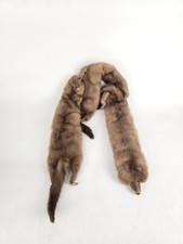 Mink Fur Stole Scarf Neck Warmer Real Brown 3 Pelts 48"