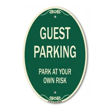 SignMission Designer Series Sign - Guest Parking 12" x 18" Aluminum Oval Sign