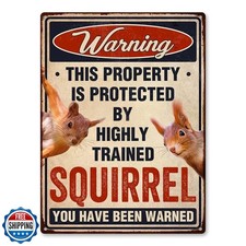Funny Squirrels Sign, Warning Squirrel Gifts for Squirrel Lovers, Aluminum Si