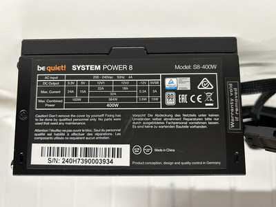 Be Quiet System Power 8 400W 80+ ATX Netzteil PC / Model: S8-400W #1178