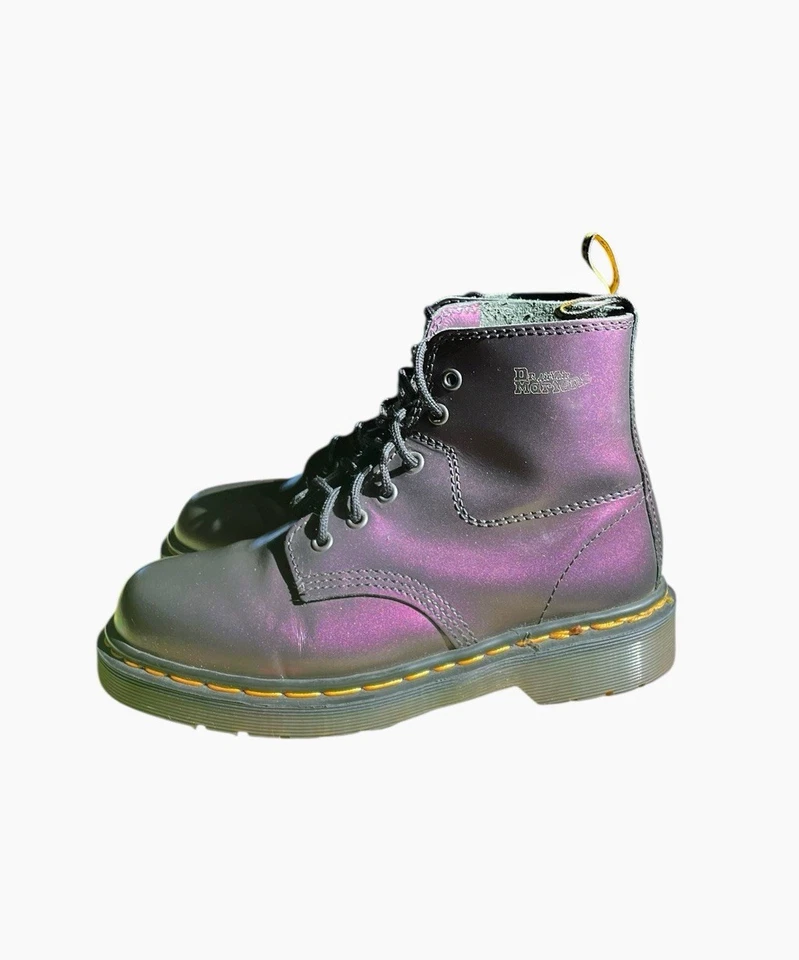 Botas de cuero súper raras Dr. Martens 8175 talla US 5M 6W púrpura brillante de colección Foto 3 de 4