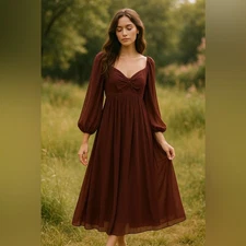 Baltic Born Dione Midi Dress in Mahogany Size Small