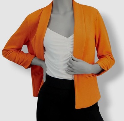 Bar III Women's Orange 3/4-Sleeve Shawl Collar Blazer Jacket Petite Size PP.