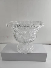 Royal Gallery 24 % Lead Crystal Centerpiece Footed Glass Bowl 10" W X 8.5 H "