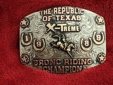 Rodeo  1980  X Treme Bronc Riding Champion Trophy Buckle  Texas Republic  Rare  975